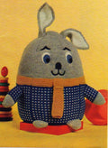 Humpty Dumpty Rabbit Toy- Knitted in DK-8ply Light worsted yarn- Knitting Pattern Download PDF- measures 30" round x12.5" High-Vintage toy