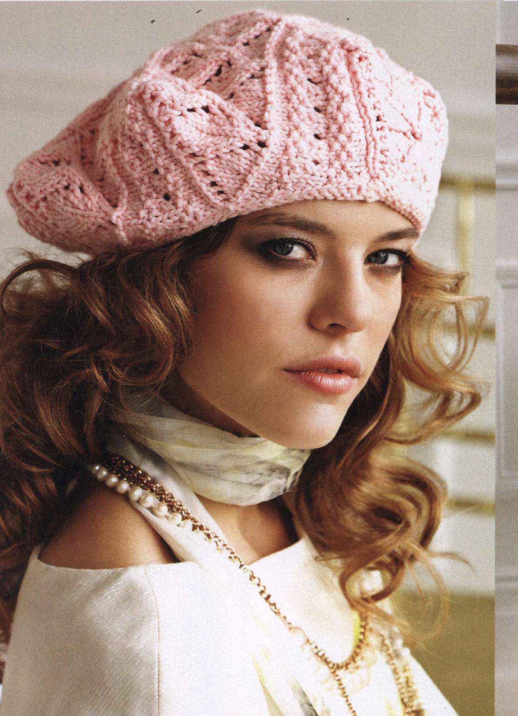 Woman's Lacey Beret Hat   ~ Aran 10Ply Worsted Wool Knitting Pattern PDF Instant download Circumference 20" Diameter 12" Cute Knit