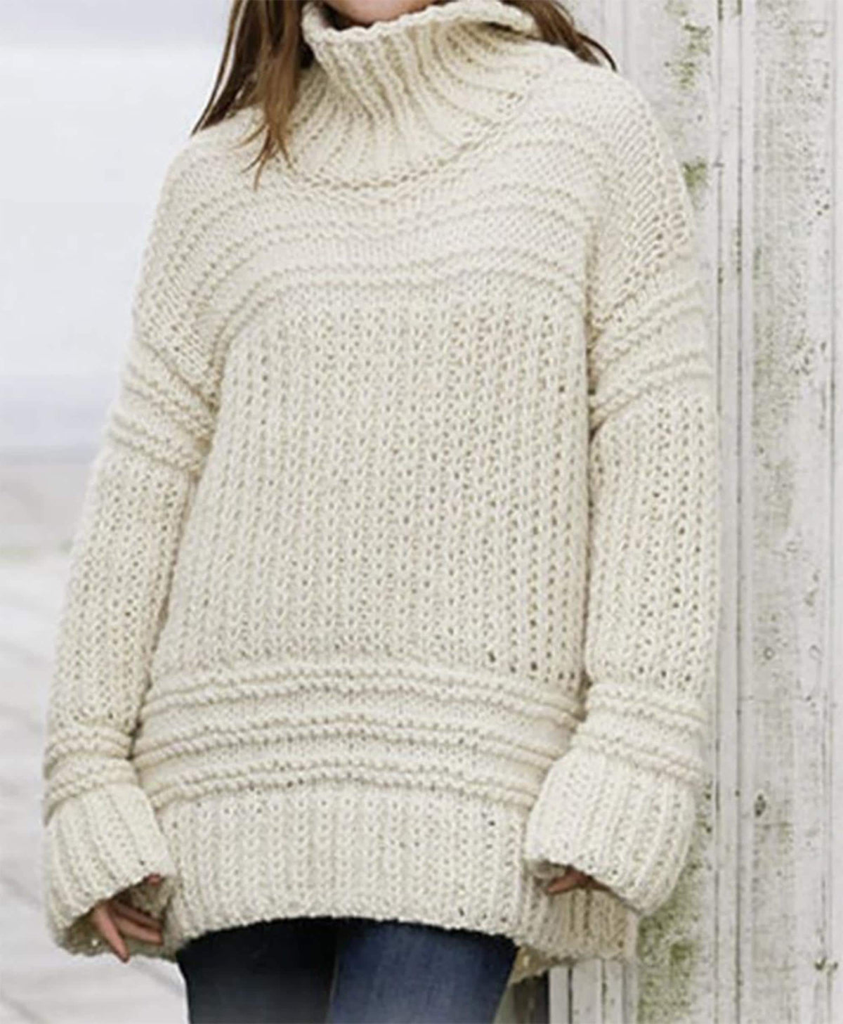Easy Sweater Knitting Pattern- Super chunky womans Pullover Downloadable PDF Sizes Small-3 XL