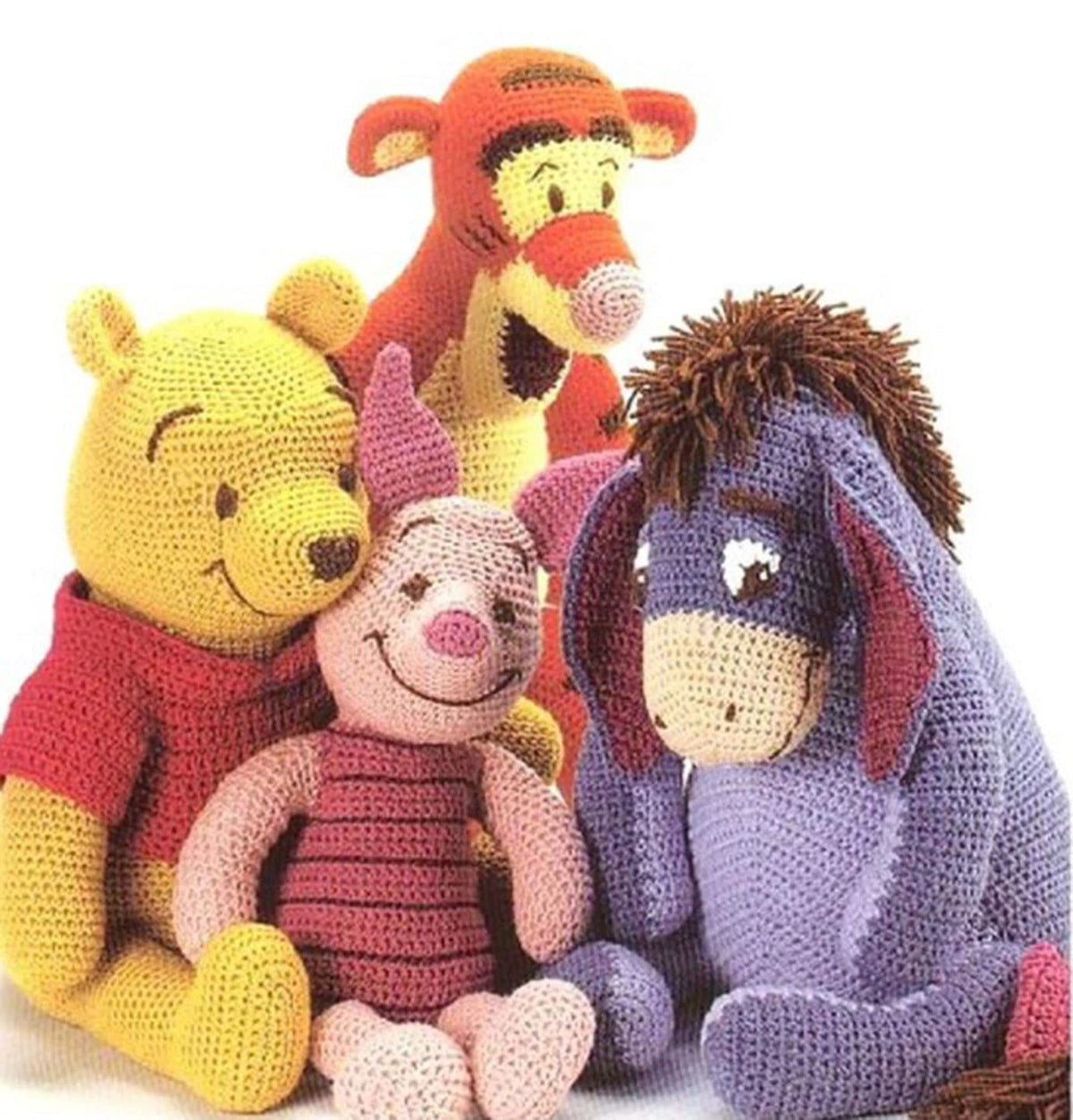 Winnie The Pooh Piglet Eeyore Tigger Crochet Toys 18" ~ Aran 10 Ply Worsted Wool Pattern PDF Instant download