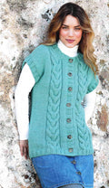 Woman's  Chunky Cable Gilet Waistcoat- Cardigan sleeveless cardigan- Knitting pattern- chest 32 - 54" Download PDF- Larger sizes included