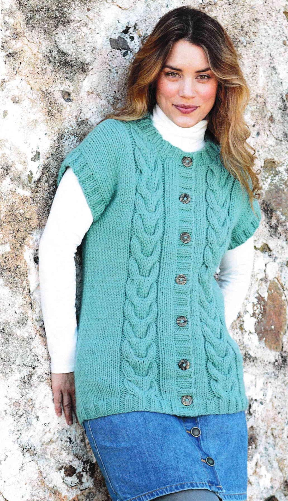 Woman's  Chunky Cable Gilet Waistcoat- Cardigan sleeveless cardigan- Knitting pattern- chest 32 - 54" Download PDF- Larger sizes included