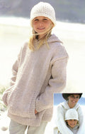 Man's Woman's Child's Easy Knit Hooded Jumper- Sweater Kangaroo Pockets 24"-44" Super Chunky Super Bulky yarn- Knitting pattern Download PDF