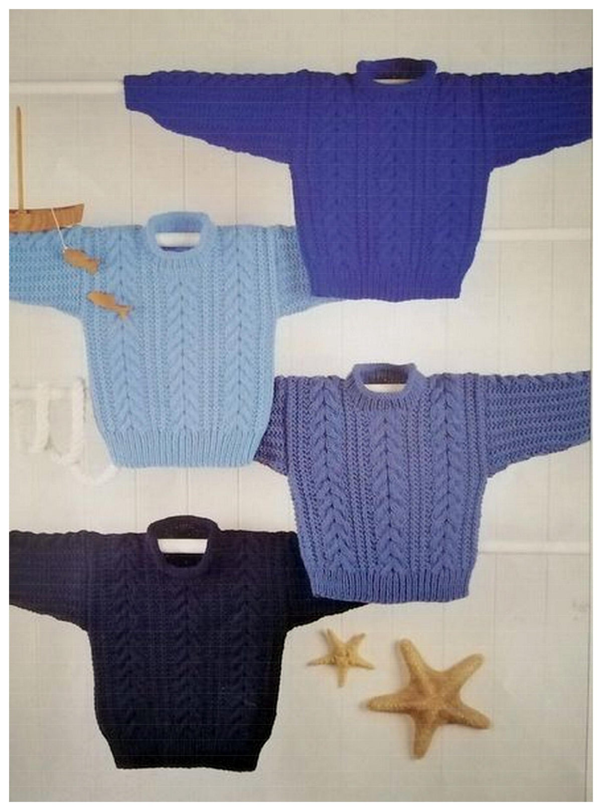 Round Neck, Cable, Baby Children's Aran Sweater 22"-32" ~ Aran 10 Ply Worsted Knitting Pattern