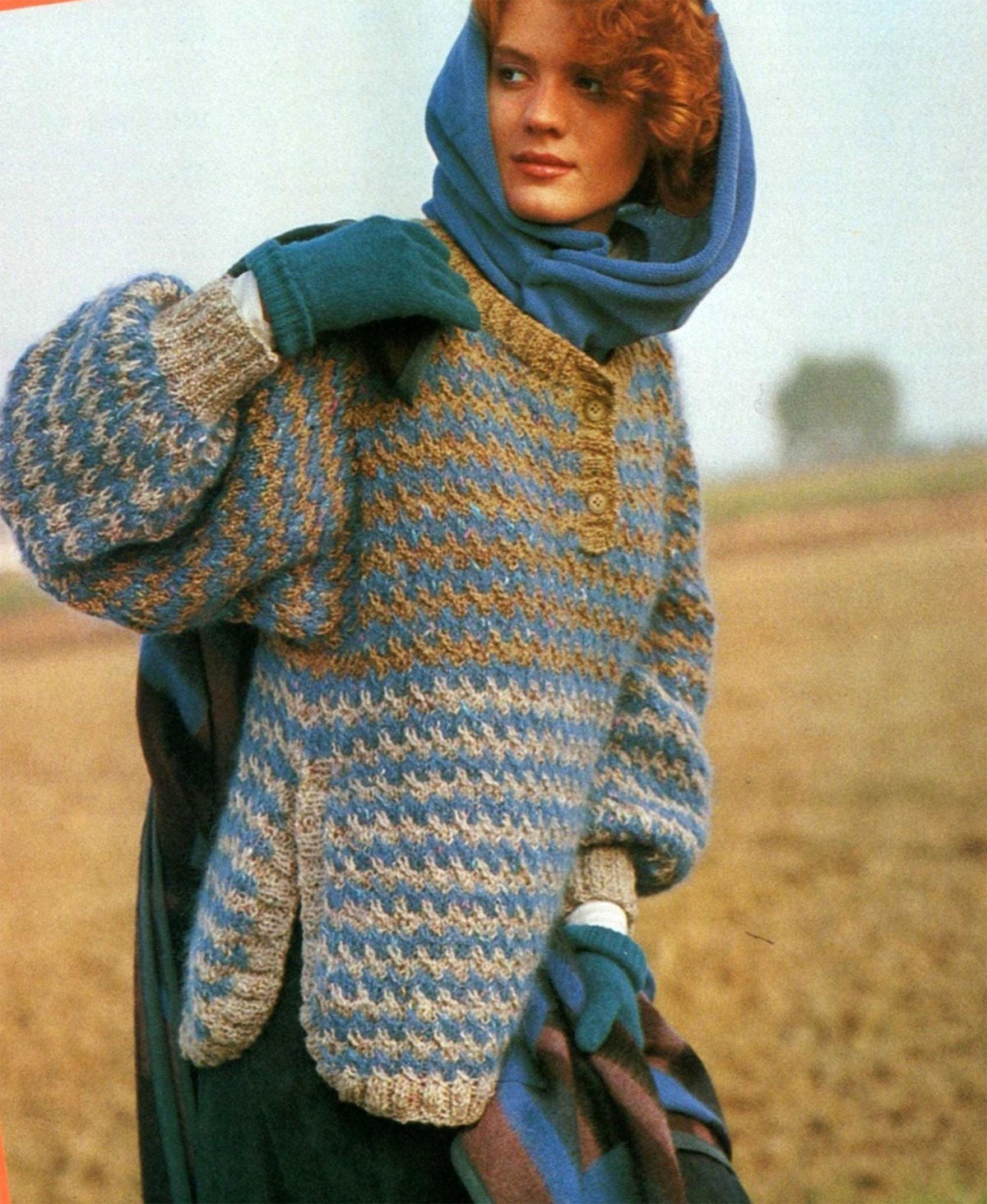 Woman's Loose Fit Tabard style sweater- split sides button front- 32"-36" Aran 10 Ply Worsted Yarn- Knitting Pattern PDF Download