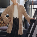 Woman's Cable Knit Chunky- Bulky Edge to edge Coat- Cardigan Shawl collar-loose fit Easy Quick Knit- 35-54" chest- Download Knitting Pattern