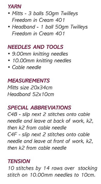 Woman's Super Chunky Headband & Fingerless Mitts- Super Chunky- Super Bulky 14 ply wool needed- Knitting pattern download PDF