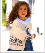 Girls Easy fair isle border Round Neck cardigan- Knitting pattern- DK Wool-8 ply- Light worsted -chest 20-34" Download PDF