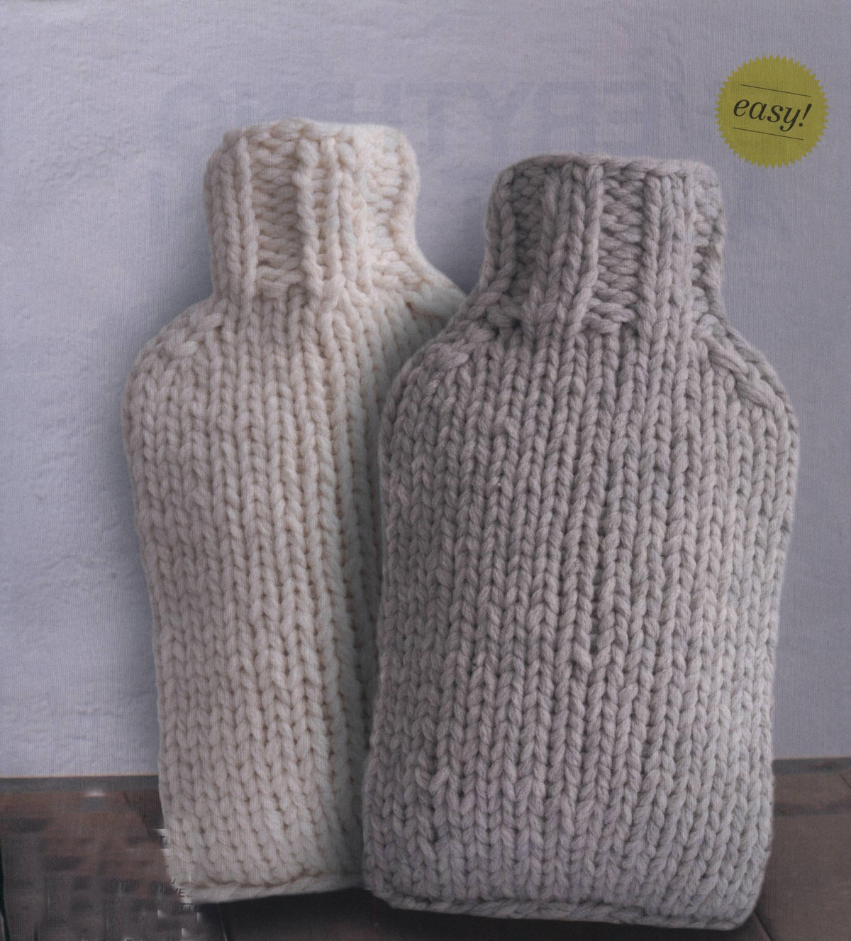 Easy Chunky Hot Water Bottle Covers  17" circumference 15" long ~ Knitting Pattern PDF  download Chunky Bulky 12 ply wool