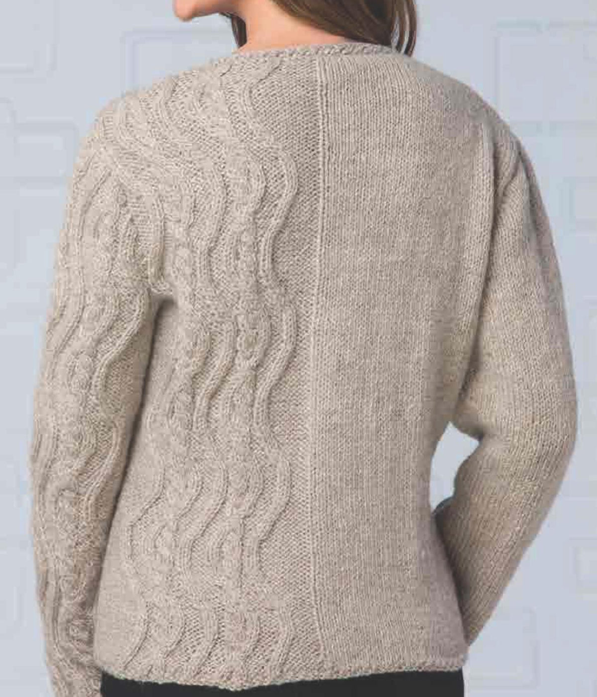 Woman's Asymmetrical Cable sweater & Matching Cowl- Round neck 35" -51.5" chest in  Aran 10 Ply worsted yarn- Knitting pattern PDF