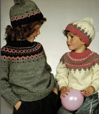 Children's Nordic Style Fair Isle Sweater & Matching bobble hat Knitting Pattern Chunky- bulky (12 Ply), Chest 22"- 32" Instant Download PDF