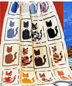 Vintage Crochet Blanket Afghan Cats Kittens 42" x 49" - Worsted 10Ply Yarn ~ Crochet Pattern PDF Instant download