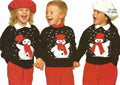 Christmas Snowman Children's Jumper round neck drop sleeves- 3 Different Designs -Has chart DK 8 PLY  knitting pattern download 18-26" chest