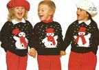 Christmas Snowman Children's Jumper round neck drop sleeves- 3 Different Designs -Has chart DK 8 PLY  knitting pattern download 18-26" chest
