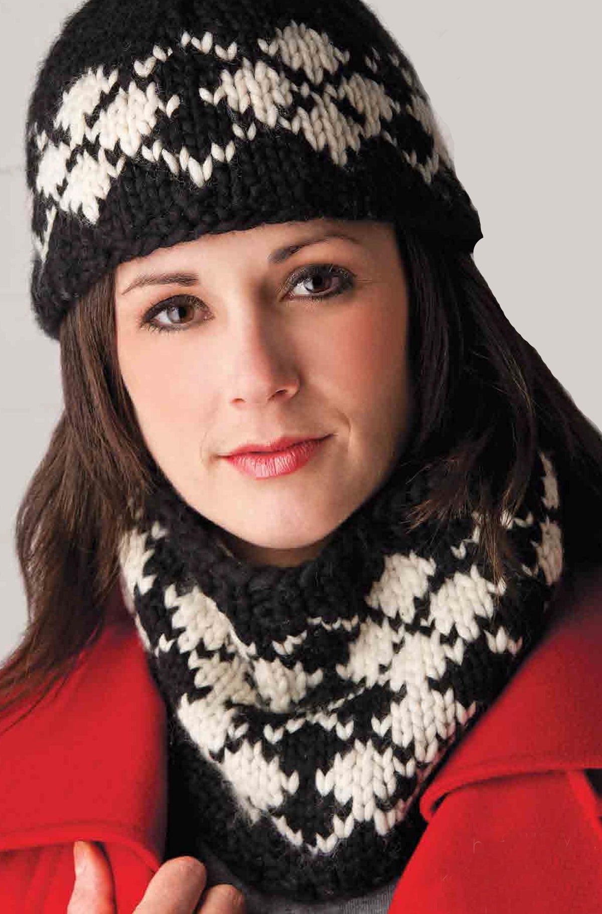Chunky warm -Argyle Hat & Cowl Scarf Womens ~  Chunky- Bulky-12 Ply Wool- Fits Average head- One size - Knitting Pattern PDF  download