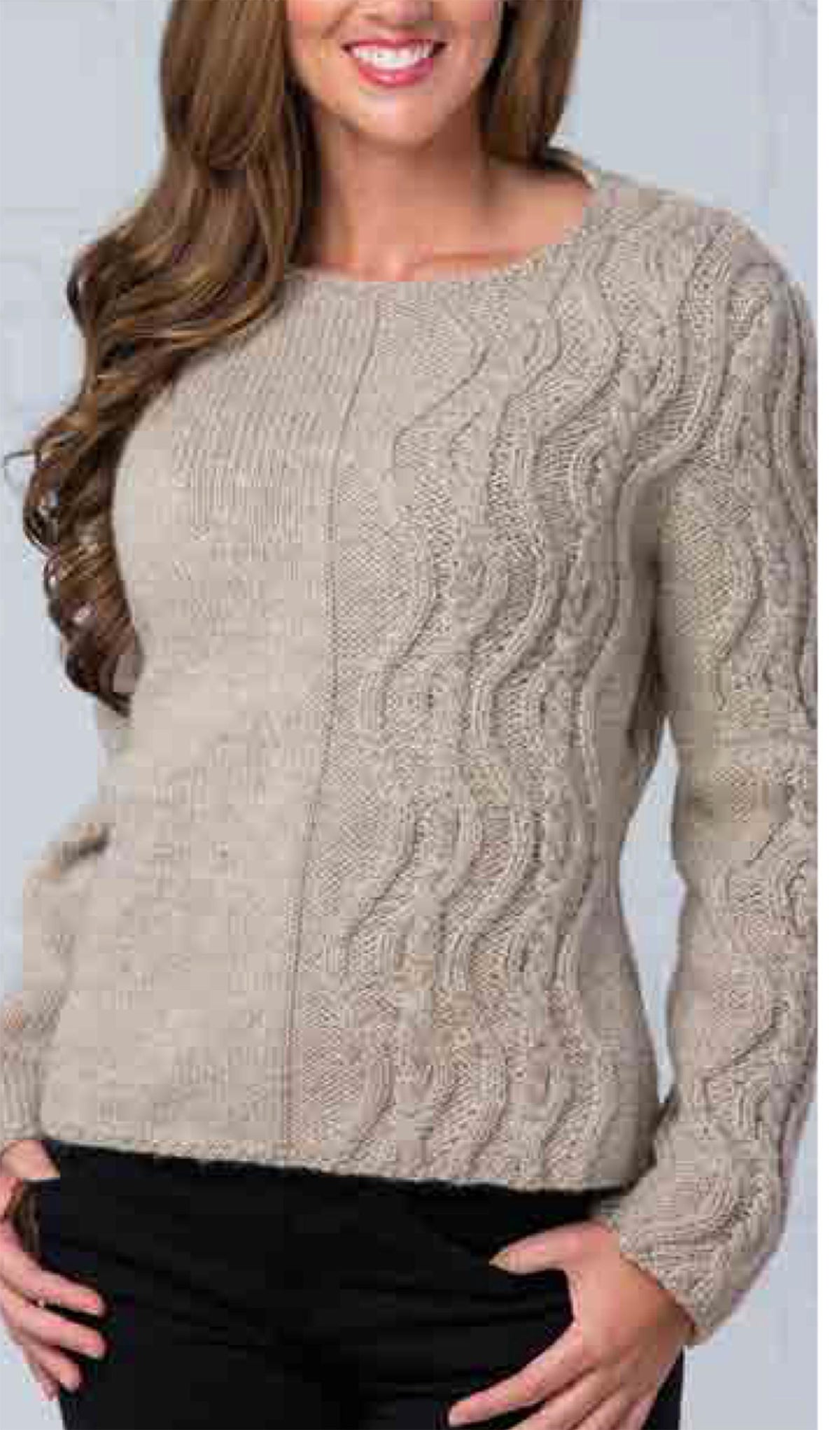 Woman's Asymmetrical Cable sweater & Matching Cowl- Round neck 35" -51.5" chest in  Aran 10 Ply worsted yarn- Knitting pattern PDF