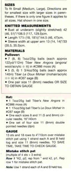 Womens Oversize Angora Cropped Ribbed Sweater Jumper & Hat  ~ 42" - 51" ~ Aran 10 Ply Worsted Knitting Pattern PDF Instant download
