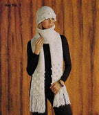 Selection of Hats- Scarfs- Womans- 4 styles to Knit in  Aran 10 ply wool- Knitting pattern Download PDF Vintage Knitting