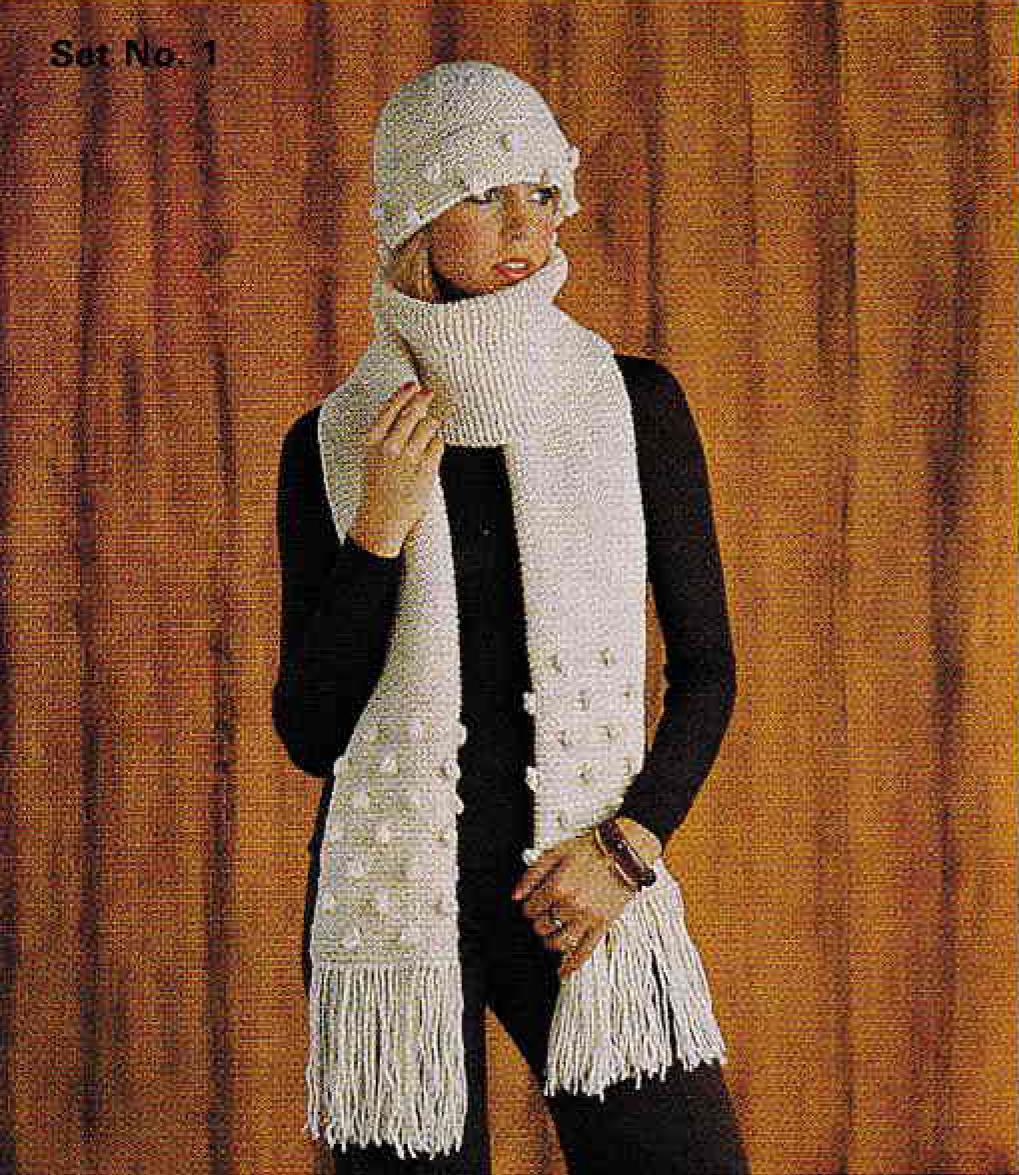 Selection of Hats- Scarfs- Womans- 4 styles to Knit in  Aran 10 ply wool- Knitting pattern Download PDF Vintage Knitting