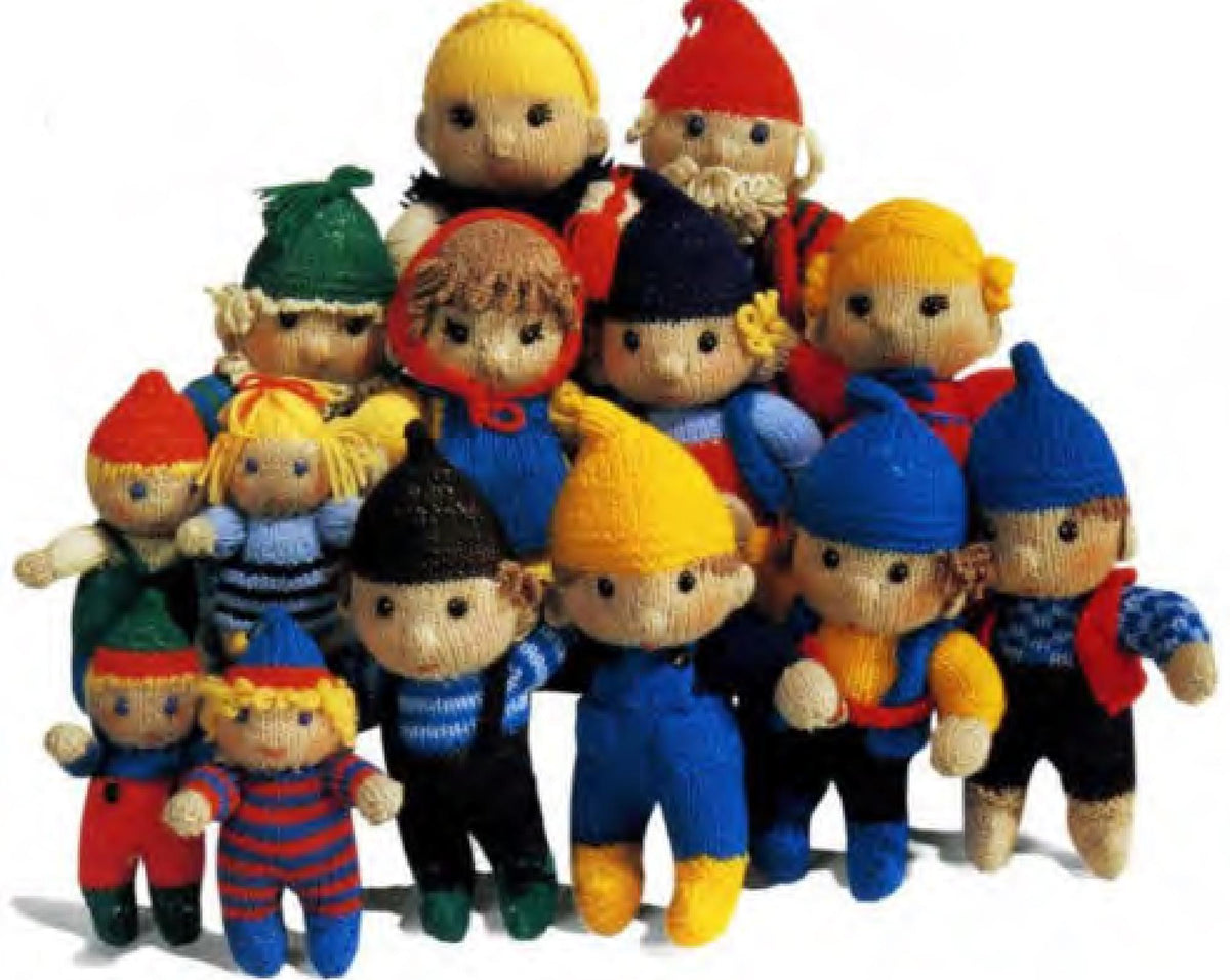 Elf Dolls to Knit - Toys-Man Doll- Woman Doll-Child-Baby doll-Knitting Pattern-  download PDF  Sport weight or 4 ply yarn- 5.5" - 8" tall