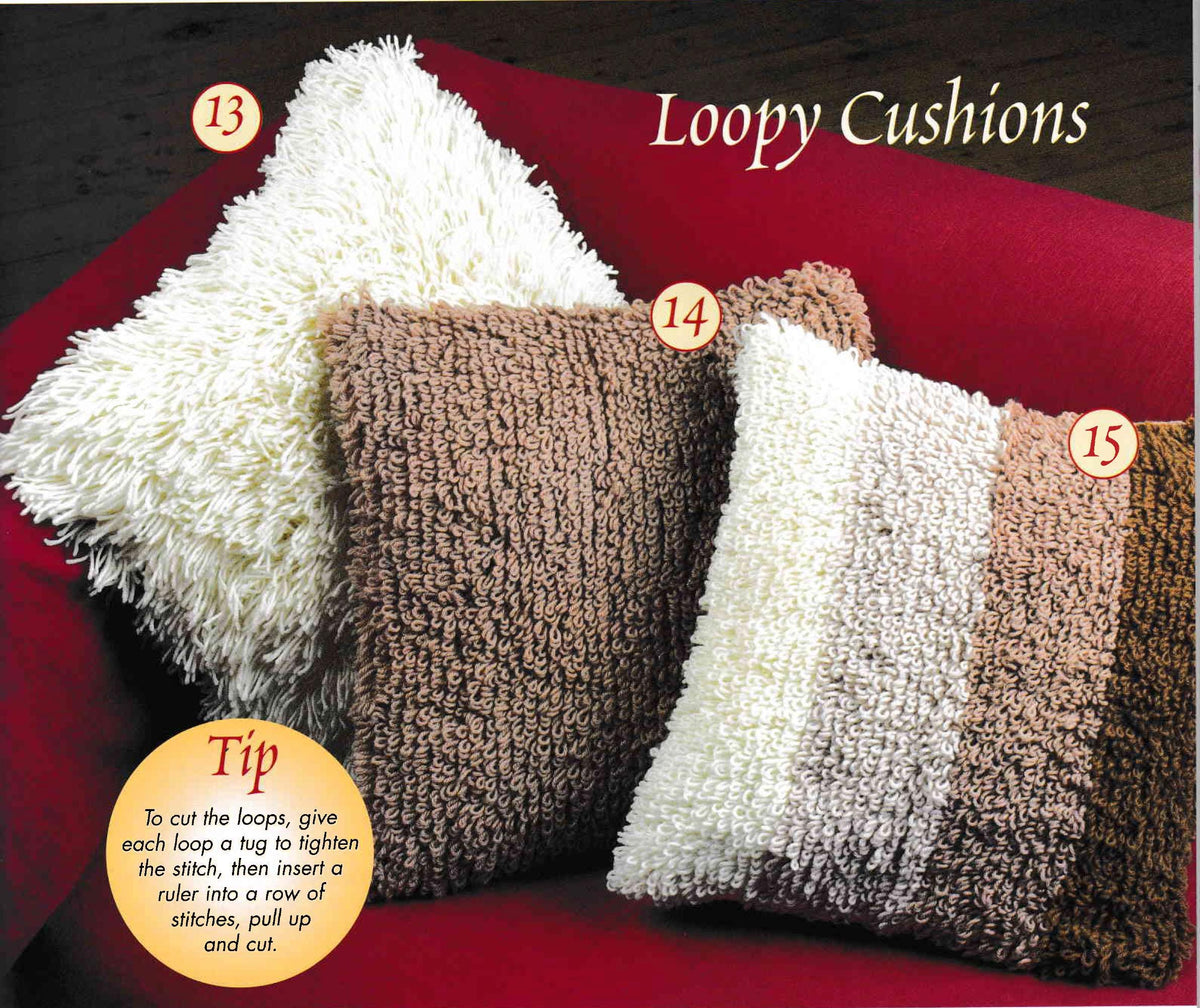 loopy Pillow Cushion Cover 17.5" square- Knitted in Dk- 8 ply- Light worsted yarn (See Description) Knitting Pattern PDF download