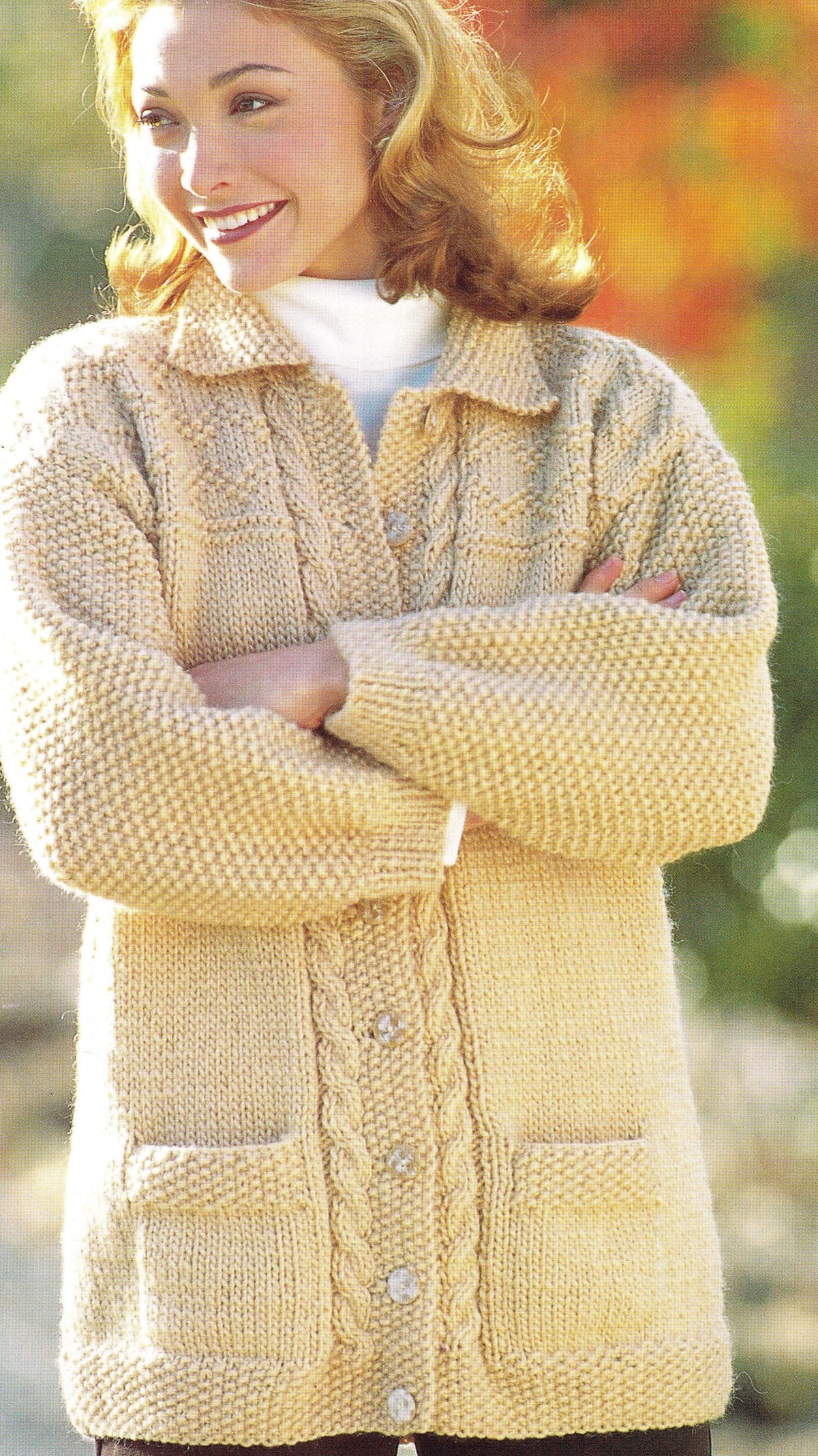 Woman's  Easy Chunky Round Neck Cable Cardigan- Jacket  32" - 42" Knitting Pattern PDF Instant download Download Chunky Bulky 12 ply yarn