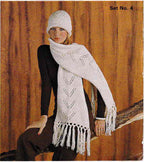 Selection of Hats- Scarfs- Womans- 4 styles to Knit in  Aran 10 ply wool- Knitting pattern Download PDF Vintage Knitting