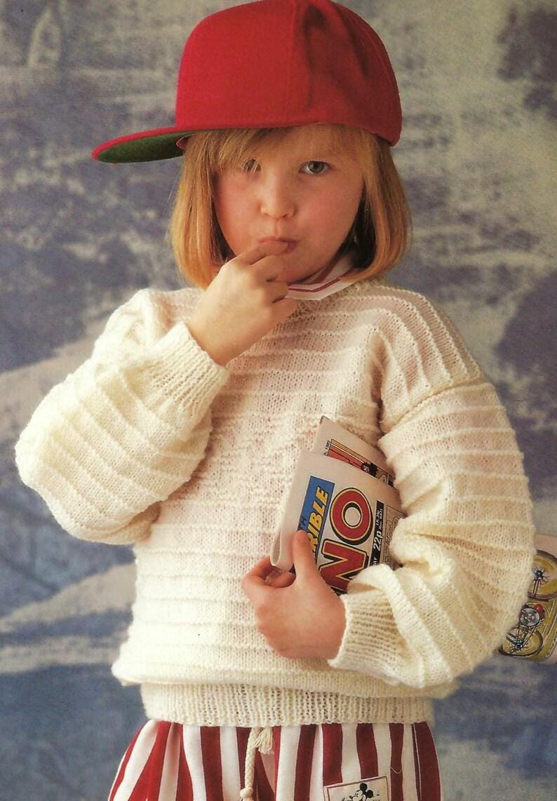 Childs Easy Knit Sweater Jumper  Chevon insert- drop sleeves Knitting Pattern DK 8ply Light worsted 22 - 28"  Download PDF- English