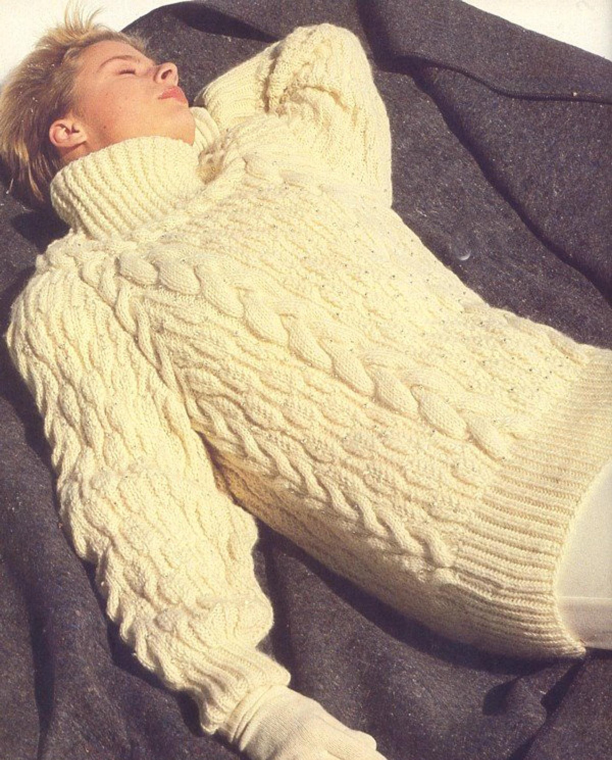 Woman's Oversize Cable Leaf -Polo - turtle neck Raglan sweater Chunky- Bulky 12 Ply   40-48" Knitting pattern -Download PDF-English pattern