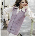 Womens V Neck Sleeveless Cable Jacket- 2 lengths to knit 32"-38"  Knit in DK- 8ply Light worsted or 4 Ply Wool Knitting Pattern PDF download