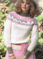 Woman's Yoked Fair Isle sweater*Knitting Pattern * Knitted in Aran 10 Ply Worsted weight wool * Downloadable PDF * Sizes 32" - 36"