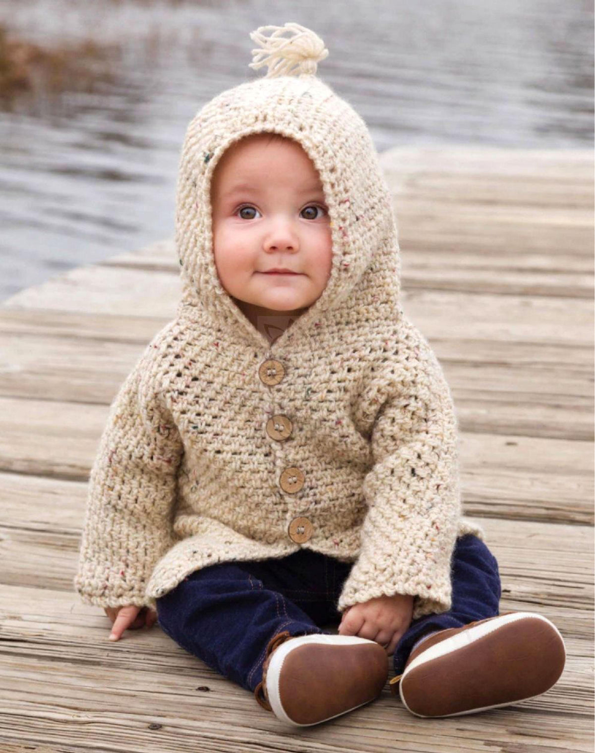 Baby Boy- Girls Hoodie Crochet Jacket pattern- Hooded Jacket in Aran 10 ply Worsted wool- fits 20"-23"  Crochet Pattern Download PDF