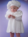 Little Girls Long Coat & Beret (hat) Crochet Pattern - Frilled Collar and fits 16"- 20" ( 0 -12 mths) DK 8 ply Light worsted- Download PDF