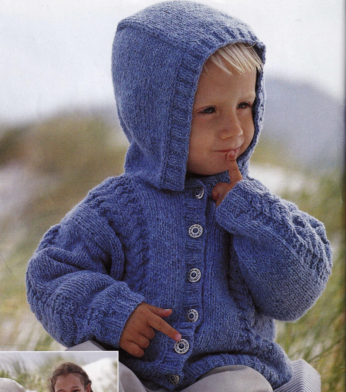 Girl's Baby Swing Jacket Cardigan- Cable Front-collar DK Merino  8Ply- 62-92 cm ( 0-24 months)-- Knitting Pattern Download PDF