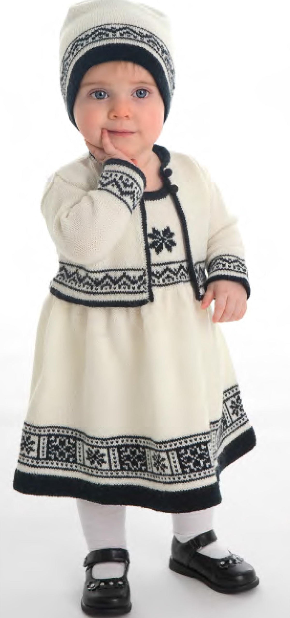 Fair Isle Norwegian-Cardigan  Dress & Hat Knitting Pattern Girl's Download PDF- see images for further information 3-36 months