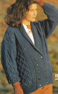 Woman's Oversize double breast Cardigans- V neck- shawl collar Chunky-12 Ply Bulky Cardigans~ fits 30 -40" chest- Download Knitting Pattern