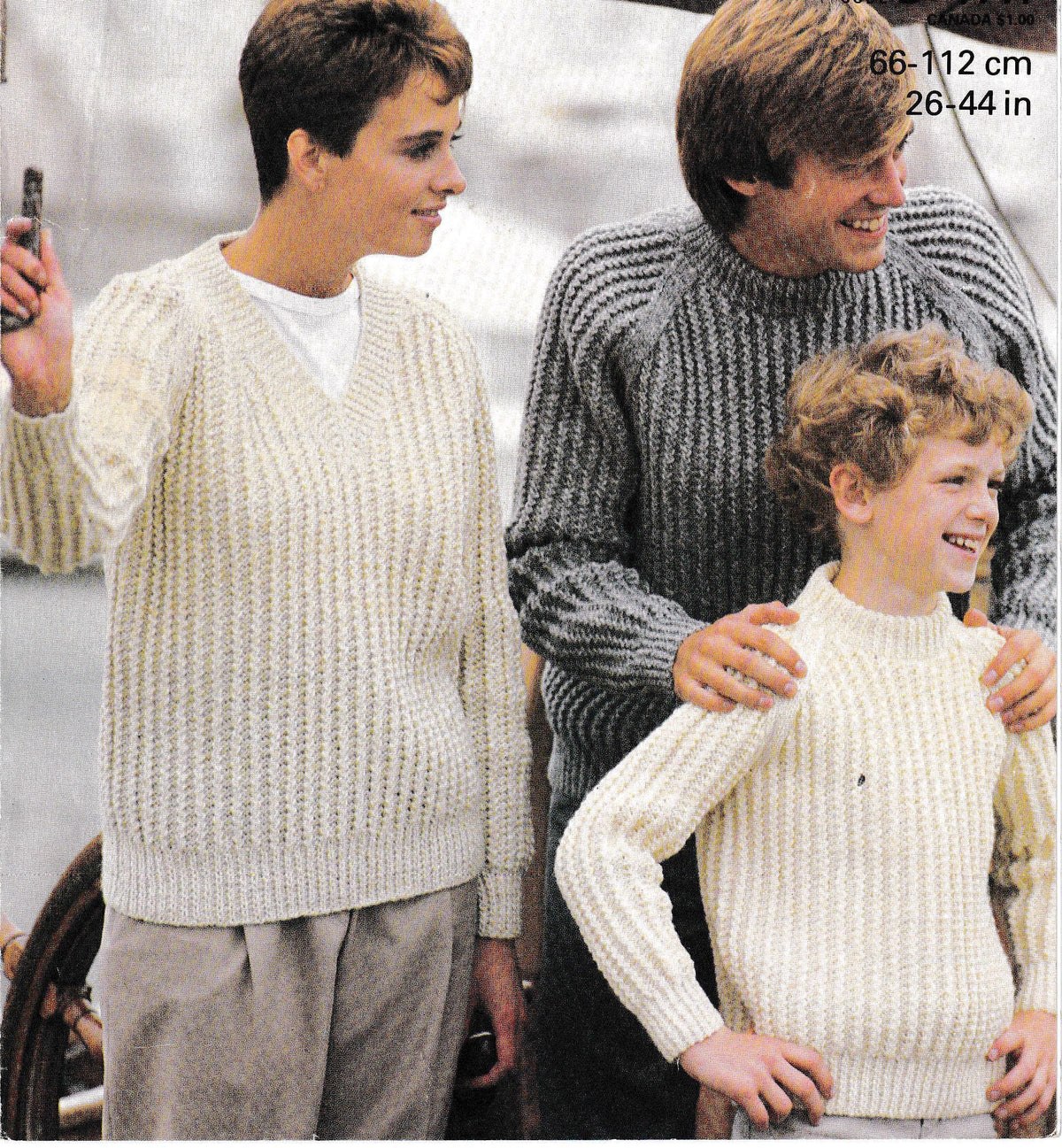 Family-Man-woman's child's twisted rib V neck & round Neck Raglan sweaters knitting patterns- Aran 10 ply worsted yarn, 26"-44" Download PDF