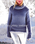 Woman's Easy Knit Roll Neck turtle Neck Sweater Quick knit  Chunky- Bulky 12 Ply  yarn 32-42" Knitting pattern -Download PDF-English pattern