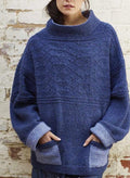 Guernsey Style Oversize Smock Sweater- drop sleeves & front pockets Knitting Pattern- Sizes 34"- 50" DK 8 ply