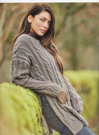 Woman's Round Neck Cable Sweater*Side Split* optional Knitted Cowl- Sizes 32" * 50 " chest * Knitting Pattern Download PDF Aran 10 ply yarn