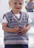 Boys fair isle V Neck Slipover Tank Top- 2 styles  in DK 8 Ply Wool -chest 20" -30" ( 6 months -10 yrs) Knitting pattern Download PDF