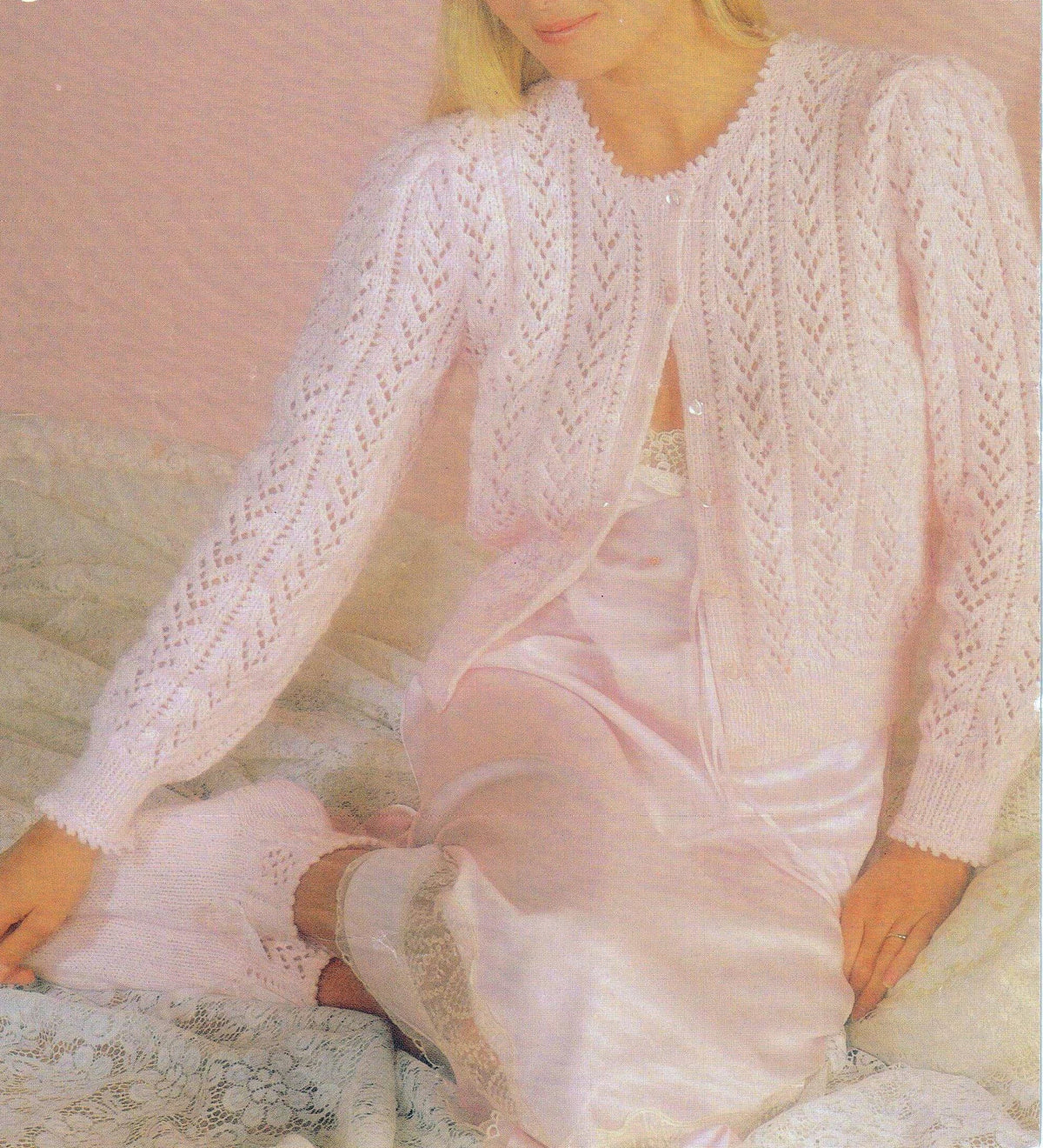 Woman's Lacy Bed jacket Cardigan & Socks Picot edging- Lovely Cardigan 32"- 42" ~ DK 8Ply Light Worsted Knitting Pattern PDF  Download