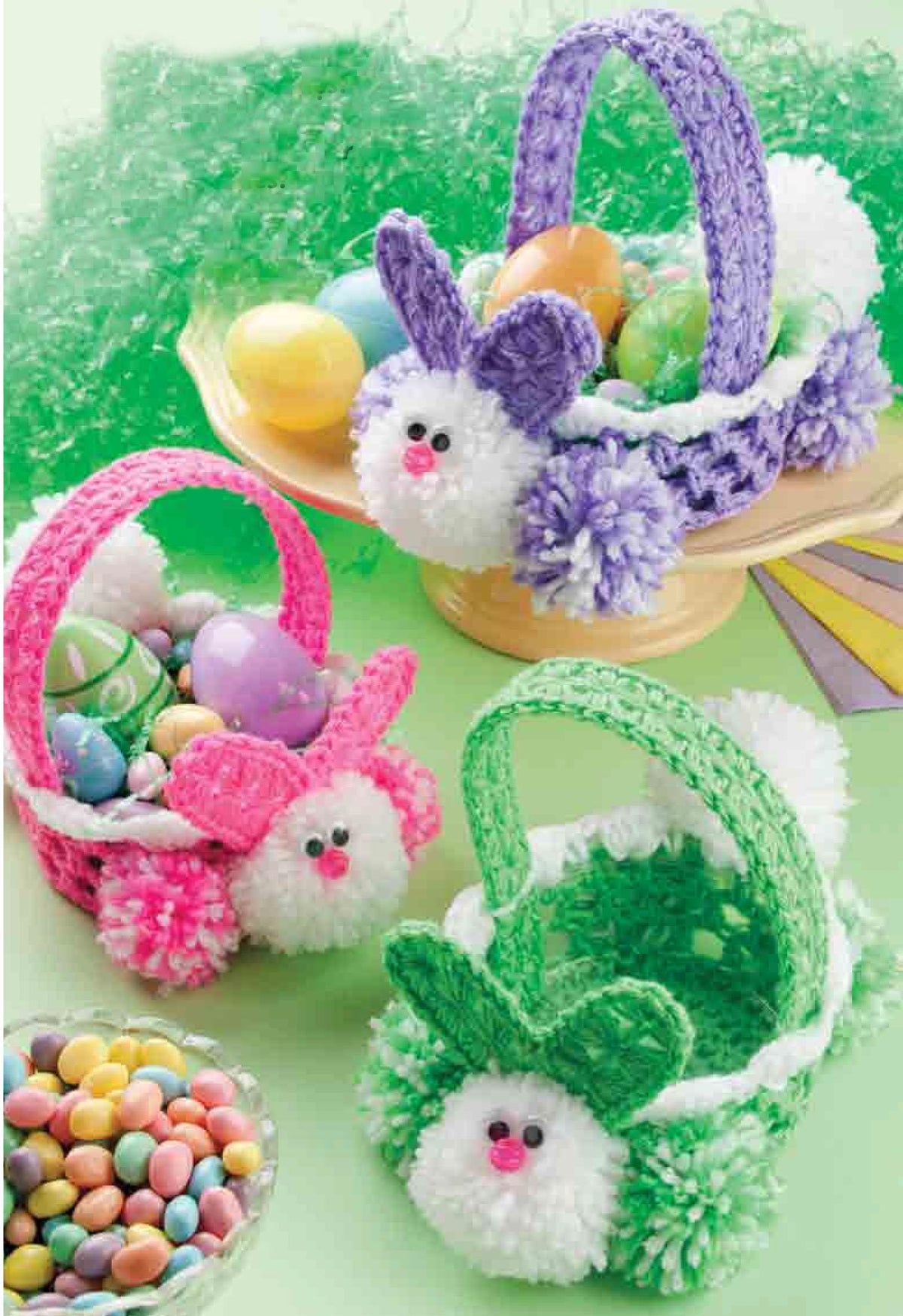 Easter Bunny Baskets Crochet Pattern- Egg hunting basket-for Boys & Girls- Worsted 10 Ply Aran wool- Crochet Pattern