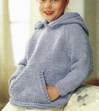 Children's Oversize Hooded Sweater Knitting Pattern: Easy V-Neck Jumper With Pocket (PDF Download)