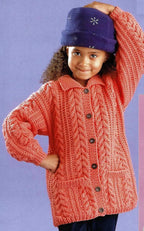 Boys Girls Hooded Long cable Jacket Coat/ Cardigan Knitting Pattern Aran 18 - 28 in 3mths - 8 years Downloadable PDF