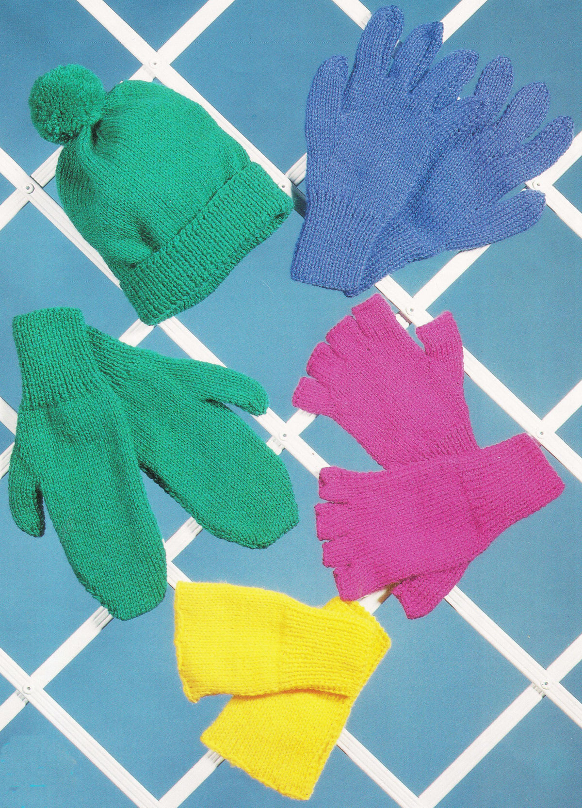 Gloves- Mittens & Hat- Fingerless-wrist warmers DK 8ply Light worsted wool knitting pattern download PDF- Sizes small to Medium- see Images