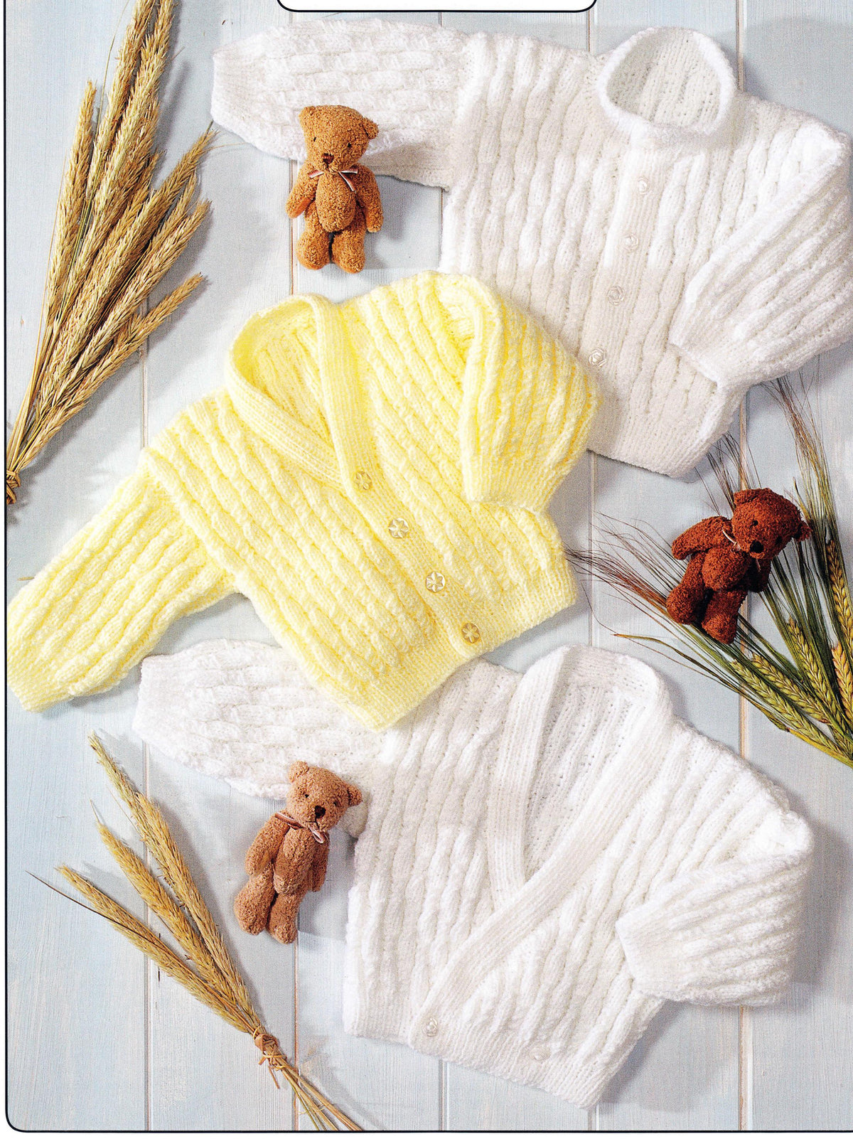 Baby Textured Round -V neck &  Cross over-  Cardigans -Knitting pattern - 16 - 22" chest Knitted in 4 ply Fingering  Download PDF-3 styles