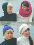 Child's winter hats- Balaclava- Snood, Pull on & Beret- Knitted  DK 8ply or Aran worsted 10 ply- Ages 4-15 yrs Knitting pattern Download PDF