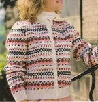 Woman's  Fair Isle cardigan- Round neck  32"-42"~  DK 8ply - Knitting Pattern Download PDF Ladies long sleeved winter knitting pattern