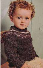 Girl's -Boys Jacquard Fair Isle-Sweater- Jumper plus Bobble sweater  Knitting Pattern - Aran- Worsted 10 ply-80-110 & 74-116 Cm